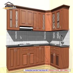 Tủ bếp inox cánh gỗ Tự Nhiên Home 3D