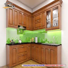 Tủ bếp inox cánh gỗ Tự Nhiên Home 3D
