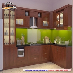 Tủ bếp inox cánh gỗ Tự Nhiên Home 3D