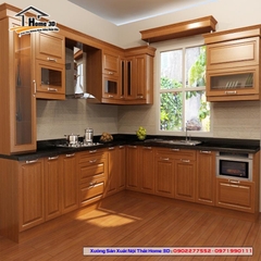 Tủ bếp inox cánh gỗ Tự Nhiên Home 3D