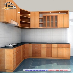 Tủ bếp inox cánh gỗ Tự Nhiên Home 3D