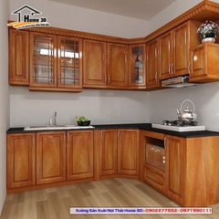 Tủ bếp inox cánh gỗ Tự Nhiên Home 3D