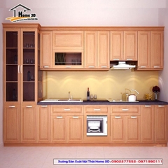 Tủ bếp inox cánh gỗ Tự Nhiên Home 3D