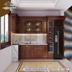 Tủ bếp inox cánh gỗ Tự Nhiên Home 3D