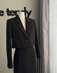 Áo Blazer dáng Croptop Amura, 2 màu Nâu, Đen