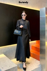 Áo Amelia Silk Organza màu đen, tay dài sang trọng (không kèm áo quây bên trong)