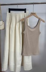 Chân váy linen xếp ly cạp Lauryn