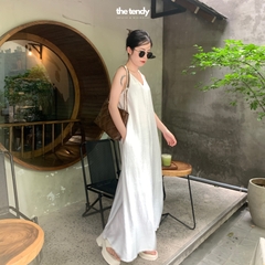 Đầm maxi suông Le Pissenlit dáng dài, màu trắng