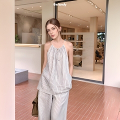 Áo cổ yếm dây rút linen Lauryn