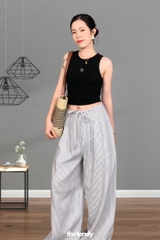 Quần linen cạp trễ có dây buộc Yejiin