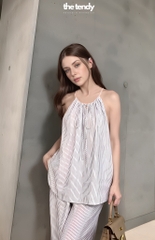 Áo cổ yếm dây rút linen Lauryn