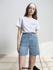 Quần short jean nữ Erica lưng cao, dáng đứng basic, chất cotton dày dặn