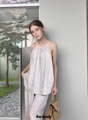 Áo cổ yếm dây rút linen Lauryn