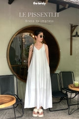 Đầm maxi suông Le Pissenlit dáng dài, màu trắng