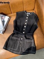 Áo gile Rita chất linen