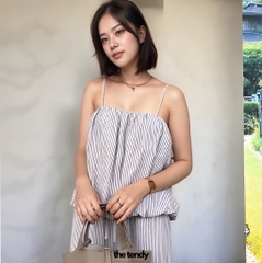 Áo 2 dây dáng bubble Lauryn, chất linen premium