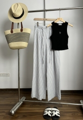 Quần linen cạp trễ có dây buộc Yejiin