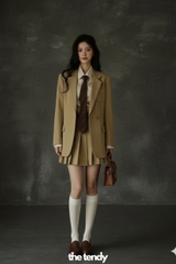 Áo blazer nữ thiết kế Lynx tay dài, hai màu ghi/nâu, phong cách preppy