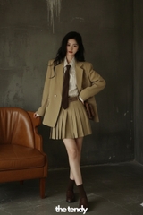 Áo blazer nữ thiết kế Lynx tay dài, hai màu ghi/nâu, phong cách preppy