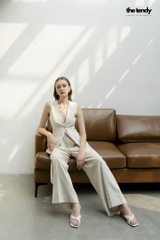 Áo gile Linen Le Tournesol màu muối tiêu thanh lịch