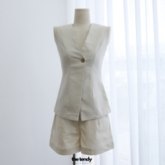 Quần short linen Roses Noires cạp cao bản to nhiều màu: Đen, Trắng, Nâu, Be, Hồng