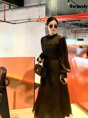 Áo Amelia Silk Organza màu đen, tay dài sang trọng (không kèm áo quây bên trong)