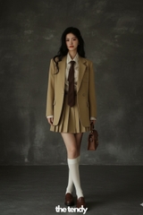 Áo blazer nữ thiết kế Lynx tay dài, hai màu ghi/nâu, phong cách preppy