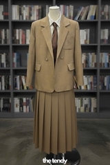 Áo blazer nữ thiết kế Lynx tay dài, hai màu ghi/nâu, phong cách preppy