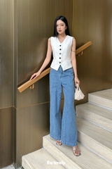 Quần bò dài Casey, chất cotton, form suông, ống rộng