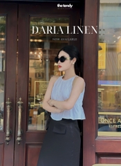 Áo linen 2 dây dáng croptop Daria, màu trắng
