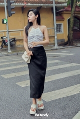 Áo yếm croptop Linen Liza, nhún phần trước ngực thắt dây sau phong cách tối giản