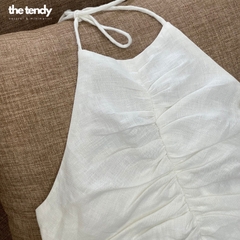 Áo yếm croptop Linen Liza, nhún phần trước ngực thắt dây sau phong cách tối giản