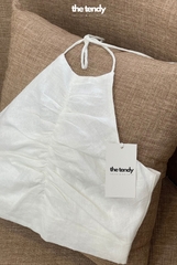 Áo yếm croptop Linen Liza, nhún phần trước ngực thắt dây sau phong cách tối giản