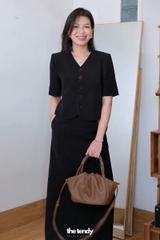Áo blazer Ruby không cổ cộc tay