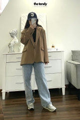 Áo Blazer Mavera dáng rộng Oversize màu nâu