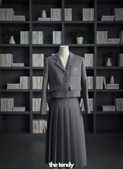 Áo Blazer thiết kế nữ Mimosa, 2 màu ghi/nâu, dáng croptop phong cách Preppy