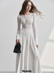 Đầm WHITE SWAN, đầm xòe xuyên thấu nữ dài, khoét lưng, chất cotton giấy thoáng mát