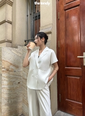 Quần ông suông Shayna màu trắng, chất tuýp si cao cấp