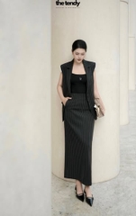 Áo blazer sát nách ATHINA OVERSIZED họa tiết kẻ