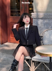 Áo Blazer dáng Croptop Amura, 2 màu Nâu, Đen