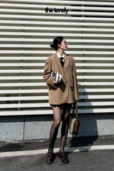 Áo Blazer Mavera dáng rộng Oversize màu nâu