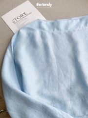 Áo kiểu croptop linen Billie, cổ thuyền, tay dài, màu xanh ngọc