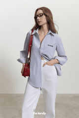 Áo somi kẻ dài tay dáng basic ALINE
