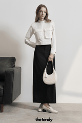 Chân váy VANESSA dáng dài, vintage, phom dáng basic, style Hàn, 2 màu xám/đen