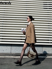 Áo Blazer Mavera dáng rộng Oversize màu nâu