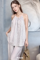 Áo cổ yếm dây rút linen Lauryn