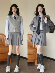 Áo Blazer thiết kế nữ Mimosa, 2 màu ghi/nâu, dáng croptop phong cách Preppy