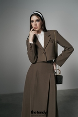 Áo Blazer dáng Croptop Amura, 2 màu Nâu, Đen