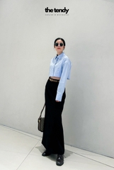 Áo Somi Amura cổ Đức dáng Croptop tay dài 2 màu xanh/trắng