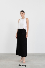 Áo linen 2 dây dáng croptop Daria, màu trắng